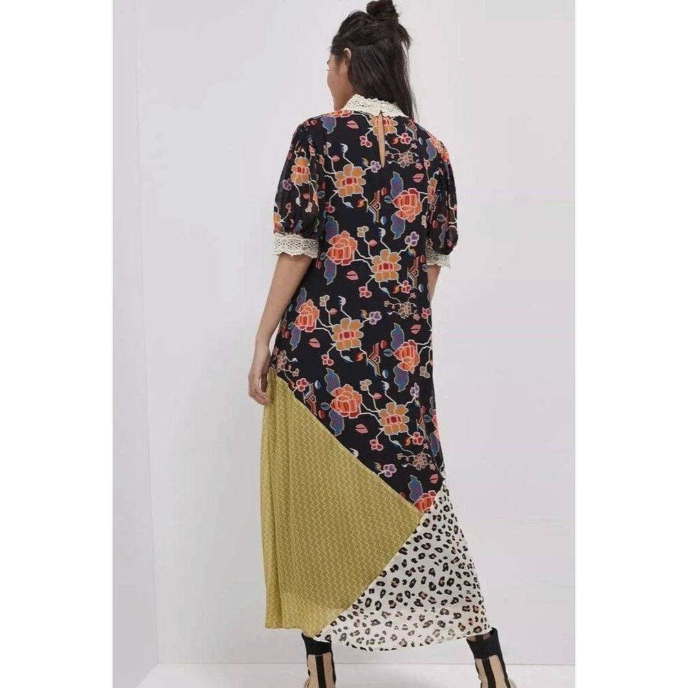 Anthropologie Verb Pallavi Singhee Soniya Maxi Dress M Patchwork Lace Boho Flowy - Picture 8 of 12